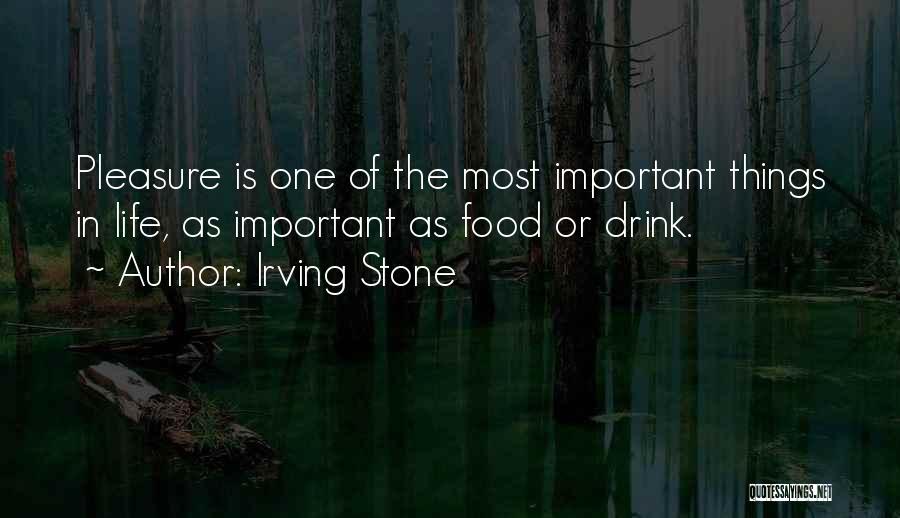 Irving Stone Quotes: Pleasure Is One Of The Most Important Things In Life, As Important As Food Or Drink.