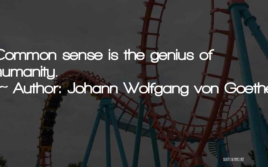 Johann Wolfgang Von Goethe Quotes: Common Sense Is The Genius Of Humanity.