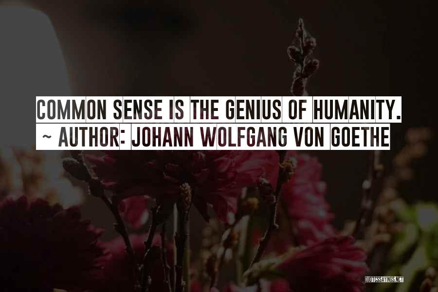 Johann Wolfgang Von Goethe Quotes: Common Sense Is The Genius Of Humanity.