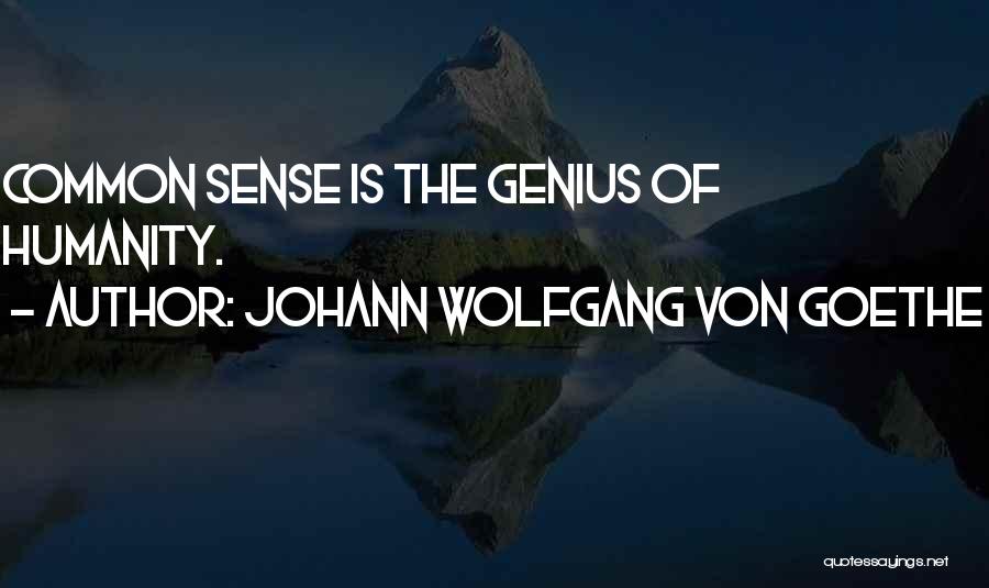 Johann Wolfgang Von Goethe Quotes: Common Sense Is The Genius Of Humanity.