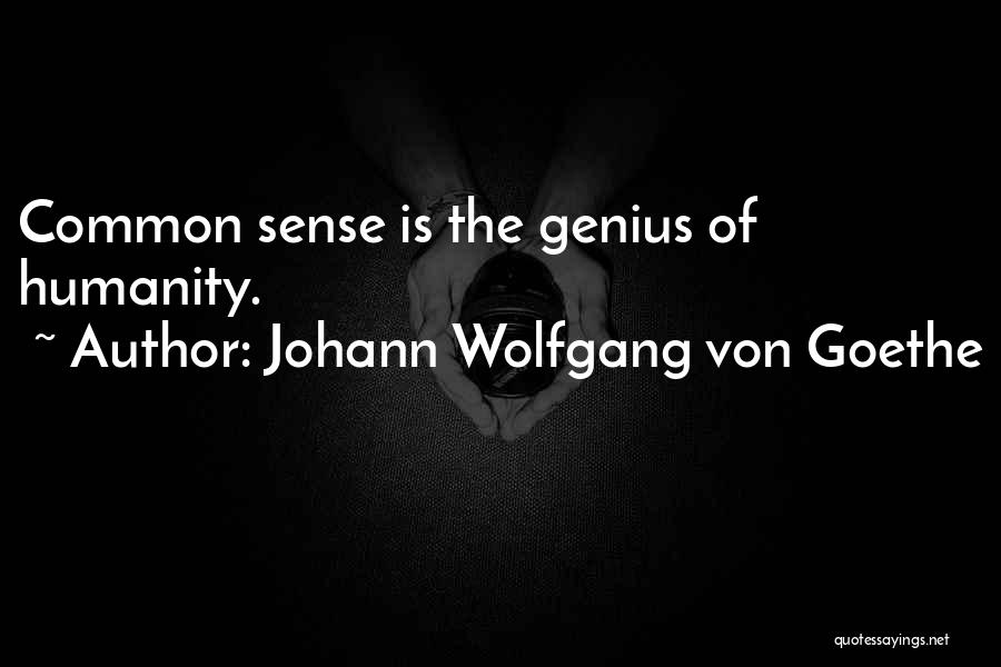 Johann Wolfgang Von Goethe Quotes: Common Sense Is The Genius Of Humanity.