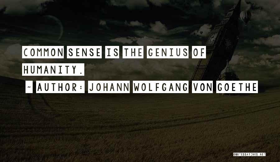 Johann Wolfgang Von Goethe Quotes: Common Sense Is The Genius Of Humanity.