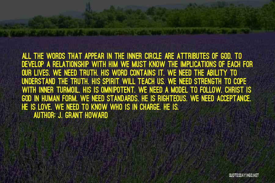 J. Grant Howard Quotes: All The Words That Appear In The Inner Circle Are Attributes Of God. To Develop A Relationship With Him We