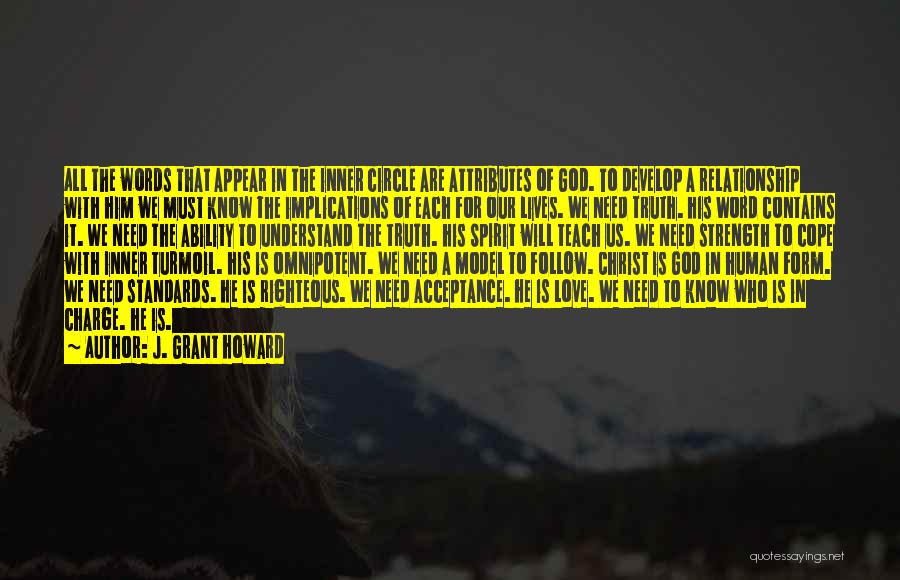 J. Grant Howard Quotes: All The Words That Appear In The Inner Circle Are Attributes Of God. To Develop A Relationship With Him We