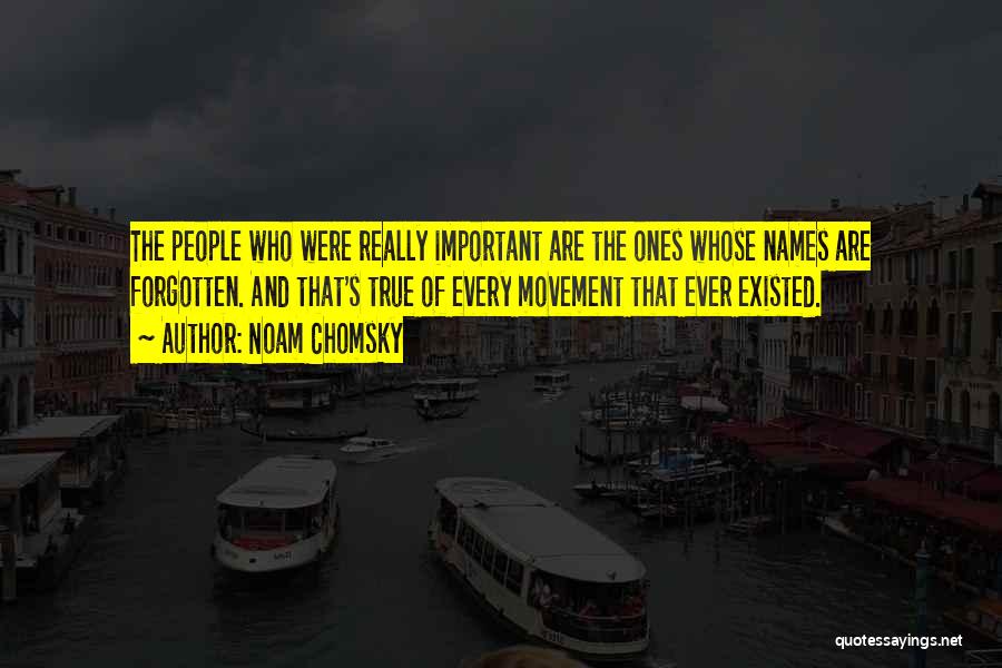 Noam Chomsky Quotes: The People Who Were Really Important Are The Ones Whose Names Are Forgotten. And That's True Of Every Movement That