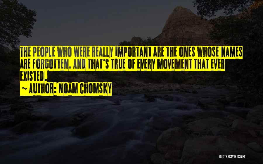 Noam Chomsky Quotes: The People Who Were Really Important Are The Ones Whose Names Are Forgotten. And That's True Of Every Movement That