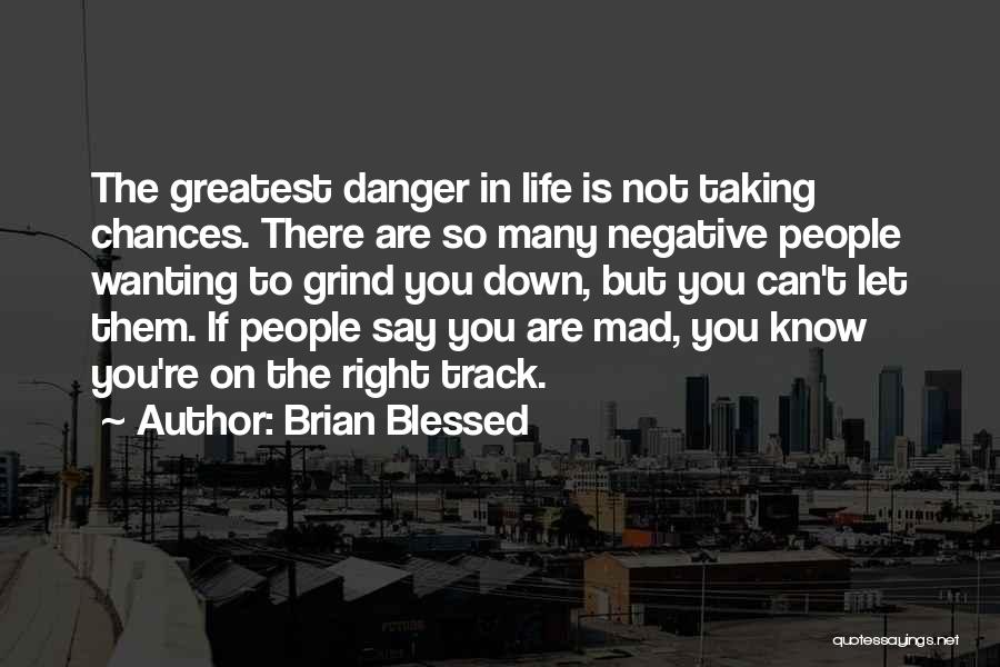 Brian Blessed Quotes: The Greatest Danger In Life Is Not Taking Chances. There Are So Many Negative People Wanting To Grind You Down,