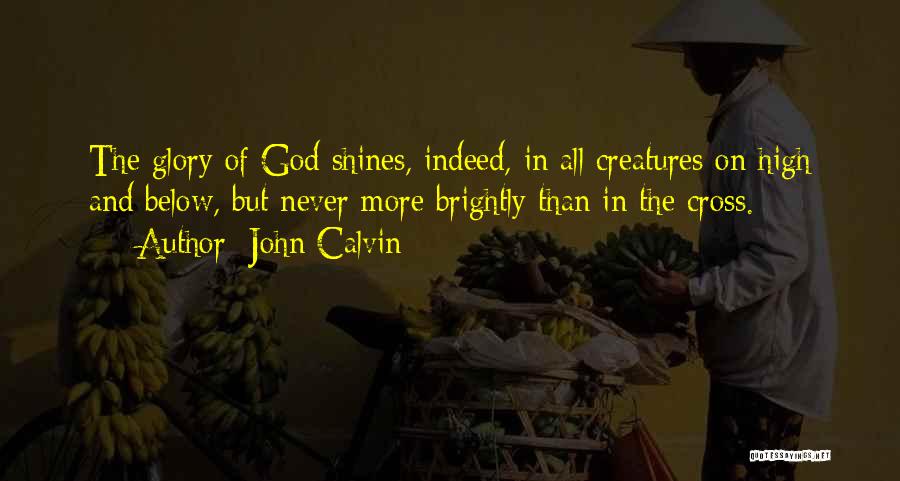 John Calvin Quotes: The Glory Of God Shines, Indeed, In All Creatures On High And Below, But Never More Brightly Than In The