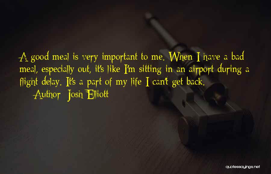 Josh Elliott Quotes: A Good Meal Is Very Important To Me. When I Have A Bad Meal, Especially Out, It's Like I'm Sitting