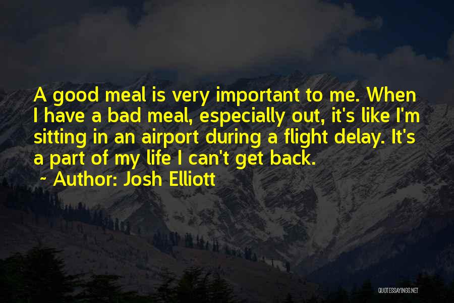 Josh Elliott Quotes: A Good Meal Is Very Important To Me. When I Have A Bad Meal, Especially Out, It's Like I'm Sitting