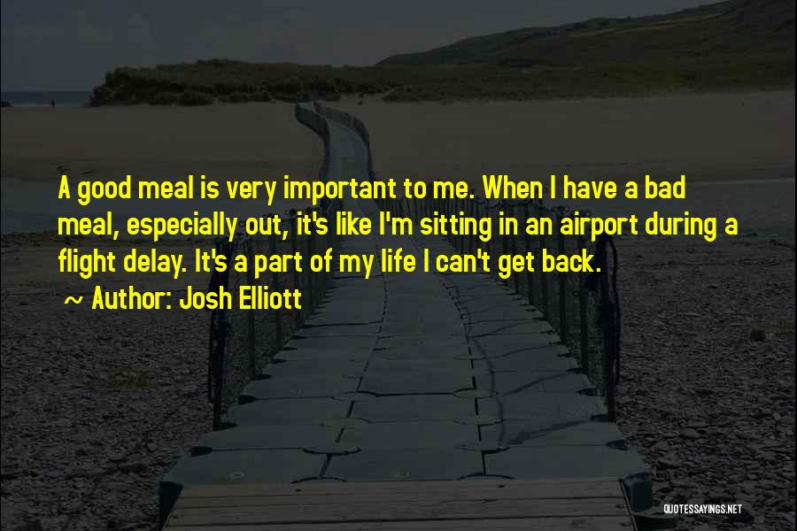 Josh Elliott Quotes: A Good Meal Is Very Important To Me. When I Have A Bad Meal, Especially Out, It's Like I'm Sitting