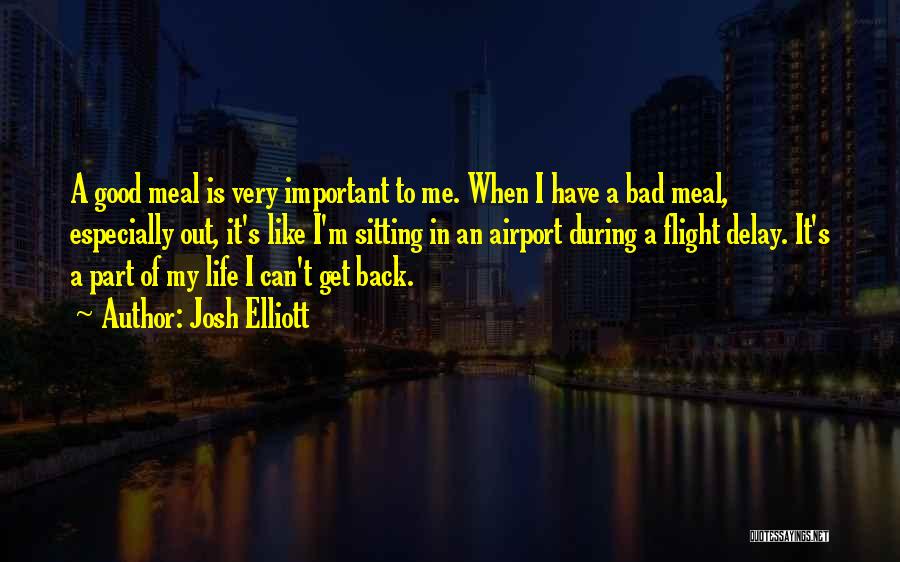 Josh Elliott Quotes: A Good Meal Is Very Important To Me. When I Have A Bad Meal, Especially Out, It's Like I'm Sitting