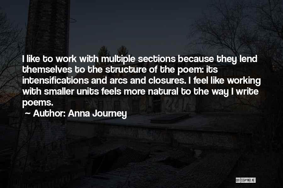 Anna Journey Quotes: I Like To Work With Multiple Sections Because They Lend Themselves To The Structure Of The Poem: Its Intensifications And