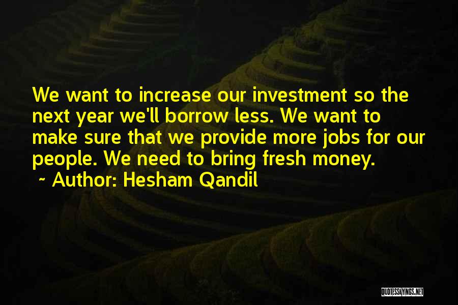 Hesham Qandil Quotes: We Want To Increase Our Investment So The Next Year We'll Borrow Less. We Want To Make Sure That We