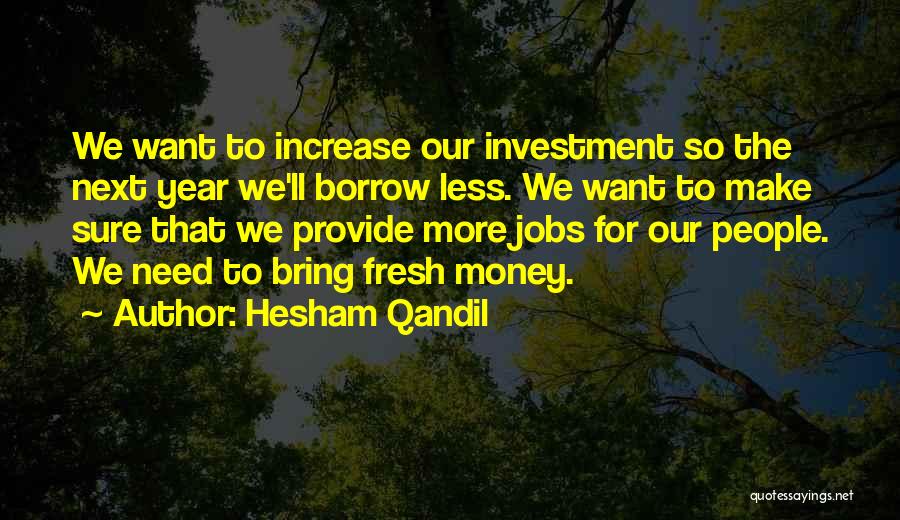 Hesham Qandil Quotes: We Want To Increase Our Investment So The Next Year We'll Borrow Less. We Want To Make Sure That We