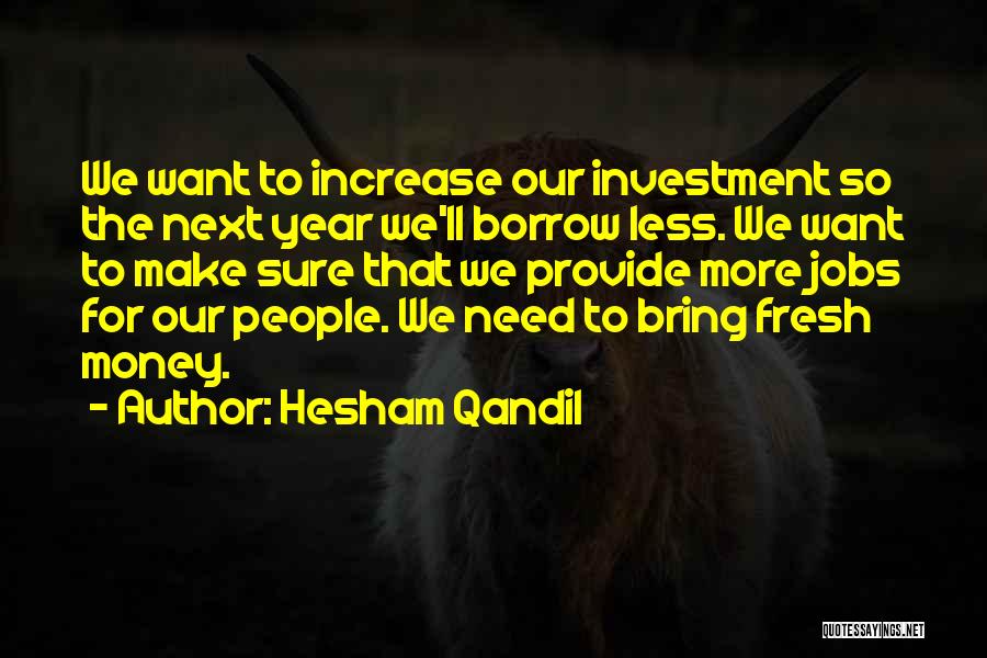 Hesham Qandil Quotes: We Want To Increase Our Investment So The Next Year We'll Borrow Less. We Want To Make Sure That We