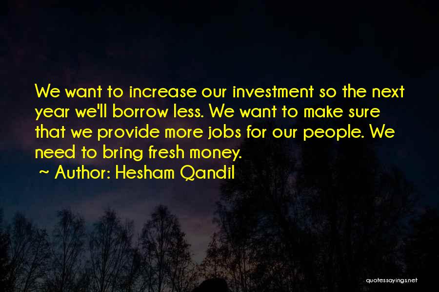 Hesham Qandil Quotes: We Want To Increase Our Investment So The Next Year We'll Borrow Less. We Want To Make Sure That We