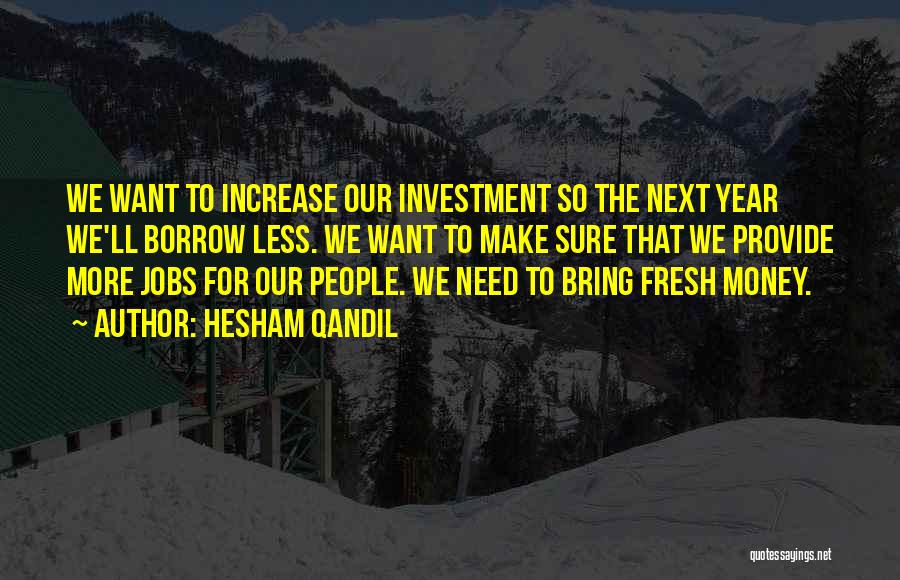Hesham Qandil Quotes: We Want To Increase Our Investment So The Next Year We'll Borrow Less. We Want To Make Sure That We