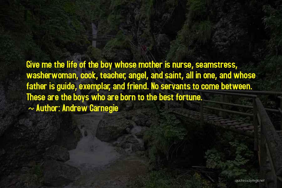 Andrew Carnegie Quotes: Give Me The Life Of The Boy Whose Mother Is Nurse, Seamstress, Washerwoman, Cook, Teacher, Angel, And Saint, All In
