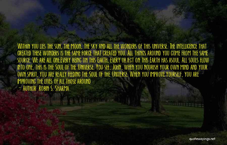 Robin S. Sharma Quotes: Within You Lies The Sun, The Moon, The Sky And All The Wonders Of This Universe. The Intelligence That Created