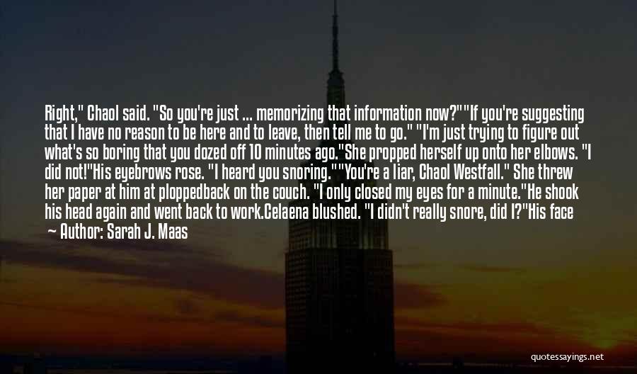 Sarah J. Maas Quotes: Right, Chaol Said. So You're Just ... Memorizing That Information Now?if You're Suggesting That I Have No Reason To Be
