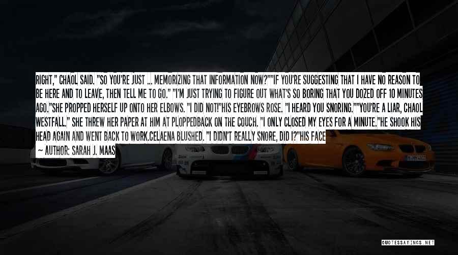 Sarah J. Maas Quotes: Right, Chaol Said. So You're Just ... Memorizing That Information Now?if You're Suggesting That I Have No Reason To Be