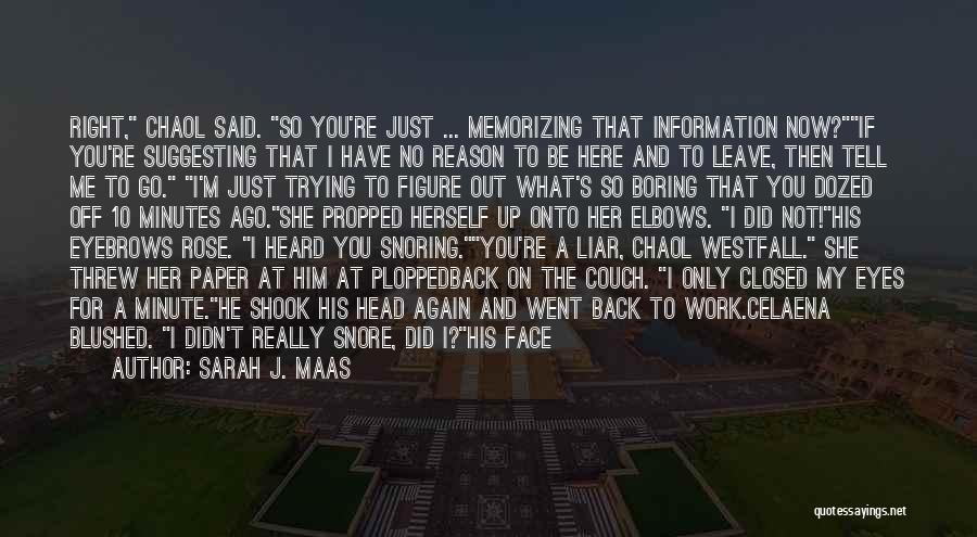 Sarah J. Maas Quotes: Right, Chaol Said. So You're Just ... Memorizing That Information Now?if You're Suggesting That I Have No Reason To Be