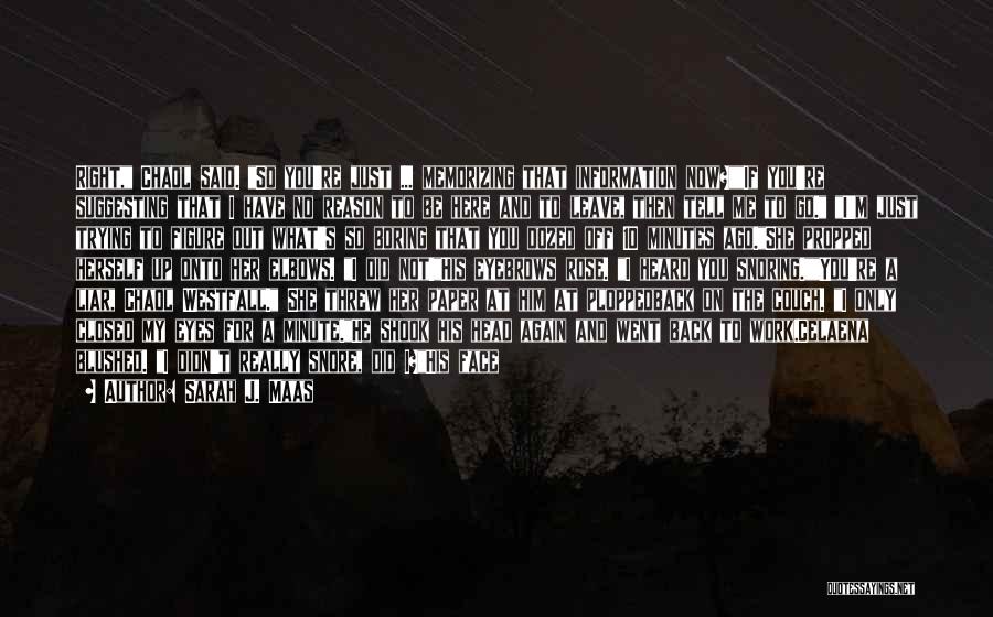 Sarah J. Maas Quotes: Right, Chaol Said. So You're Just ... Memorizing That Information Now?if You're Suggesting That I Have No Reason To Be