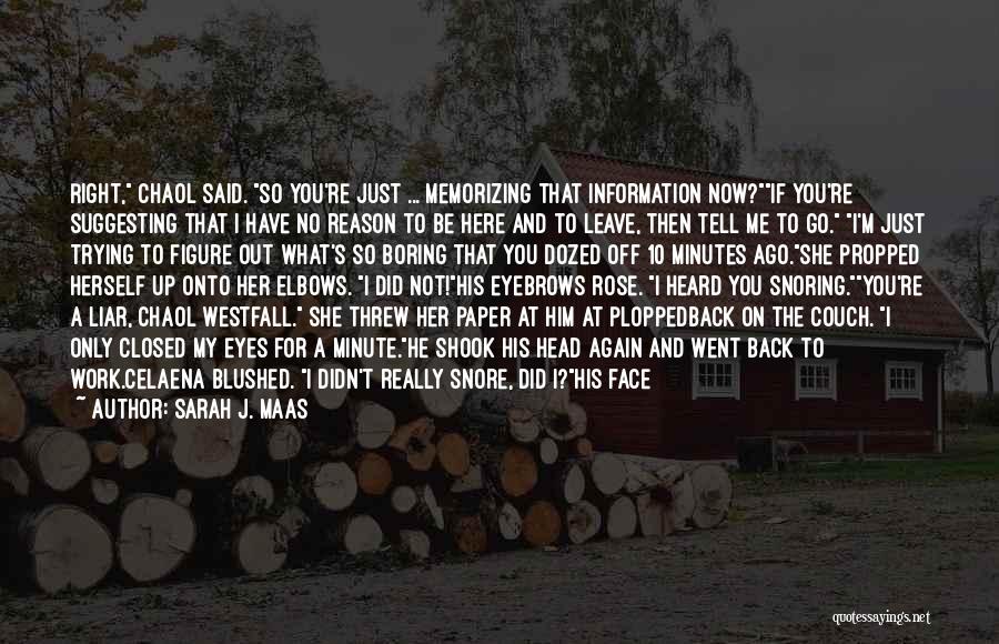 Sarah J. Maas Quotes: Right, Chaol Said. So You're Just ... Memorizing That Information Now?if You're Suggesting That I Have No Reason To Be