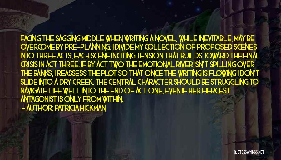 Patricia Hickman Quotes: Facing The Sagging Middle When Writing A Novel, While Inevitable, May Be Overcome By Pre-planning. I Divide My Collection Of