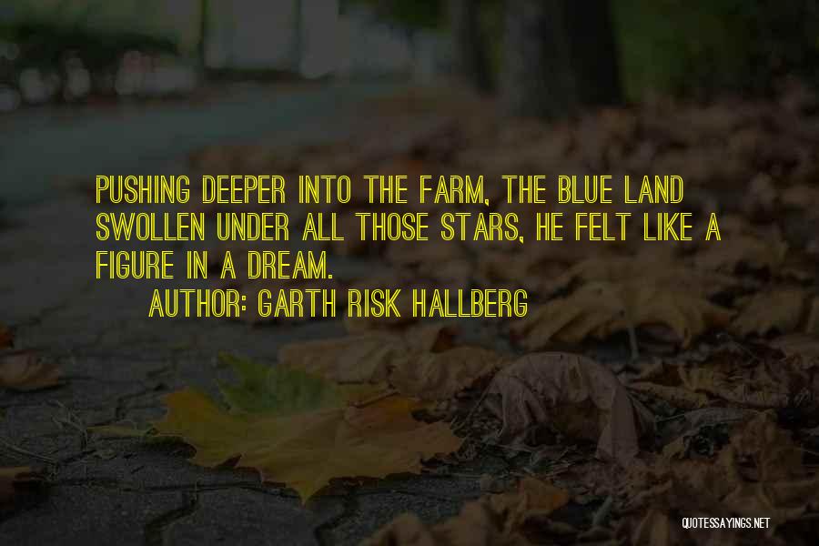 Garth Risk Hallberg Quotes: Pushing Deeper Into The Farm, The Blue Land Swollen Under All Those Stars, He Felt Like A Figure In A