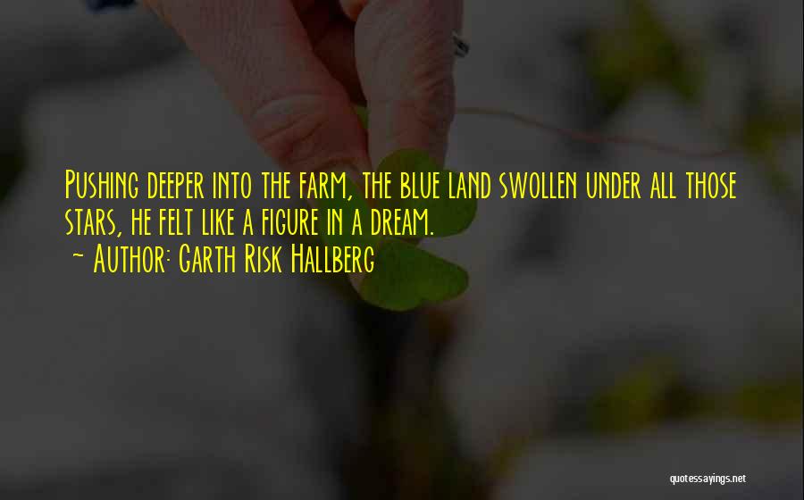 Garth Risk Hallberg Quotes: Pushing Deeper Into The Farm, The Blue Land Swollen Under All Those Stars, He Felt Like A Figure In A