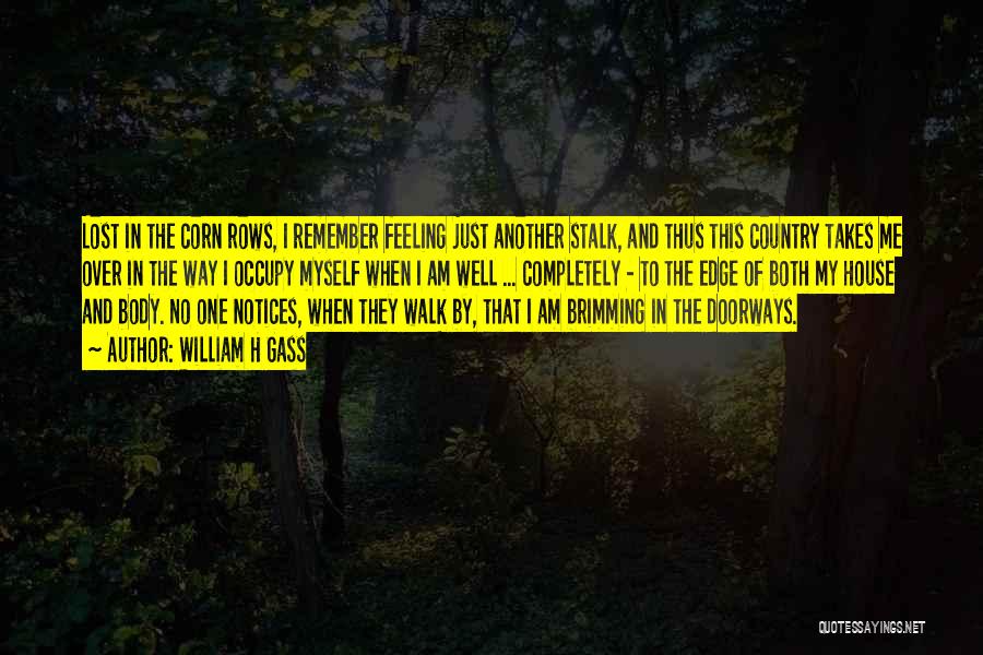 William H Gass Quotes: Lost In The Corn Rows, I Remember Feeling Just Another Stalk, And Thus This Country Takes Me Over In The