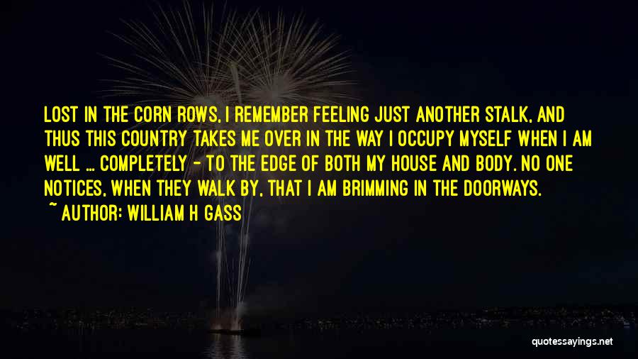 William H Gass Quotes: Lost In The Corn Rows, I Remember Feeling Just Another Stalk, And Thus This Country Takes Me Over In The