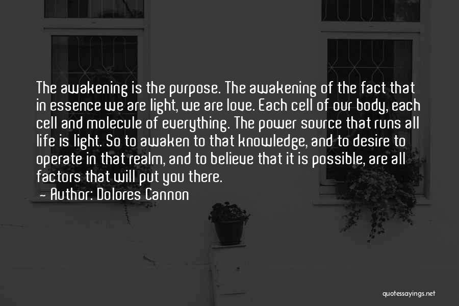 Dolores Cannon Quotes: The Awakening Is The Purpose. The Awakening Of The Fact That In Essence We Are Light, We Are Love. Each