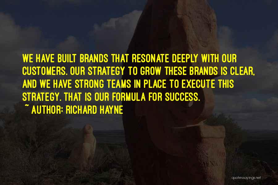 Richard Hayne Quotes: We Have Built Brands That Resonate Deeply With Our Customers. Our Strategy To Grow These Brands Is Clear, And We