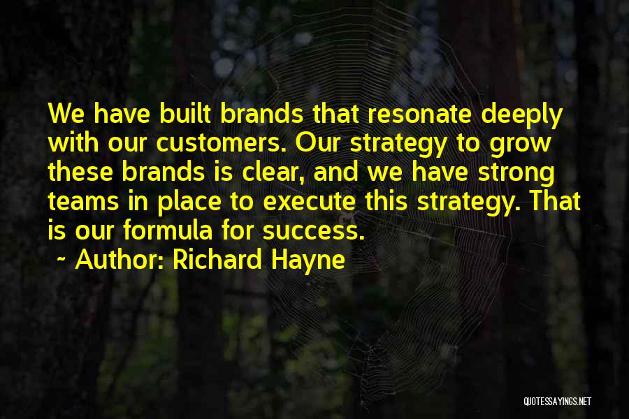 Richard Hayne Quotes: We Have Built Brands That Resonate Deeply With Our Customers. Our Strategy To Grow These Brands Is Clear, And We