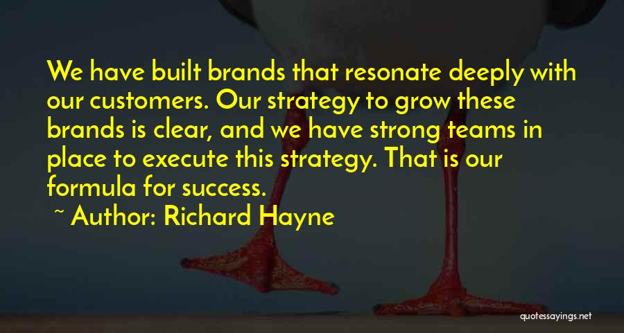 Richard Hayne Quotes: We Have Built Brands That Resonate Deeply With Our Customers. Our Strategy To Grow These Brands Is Clear, And We