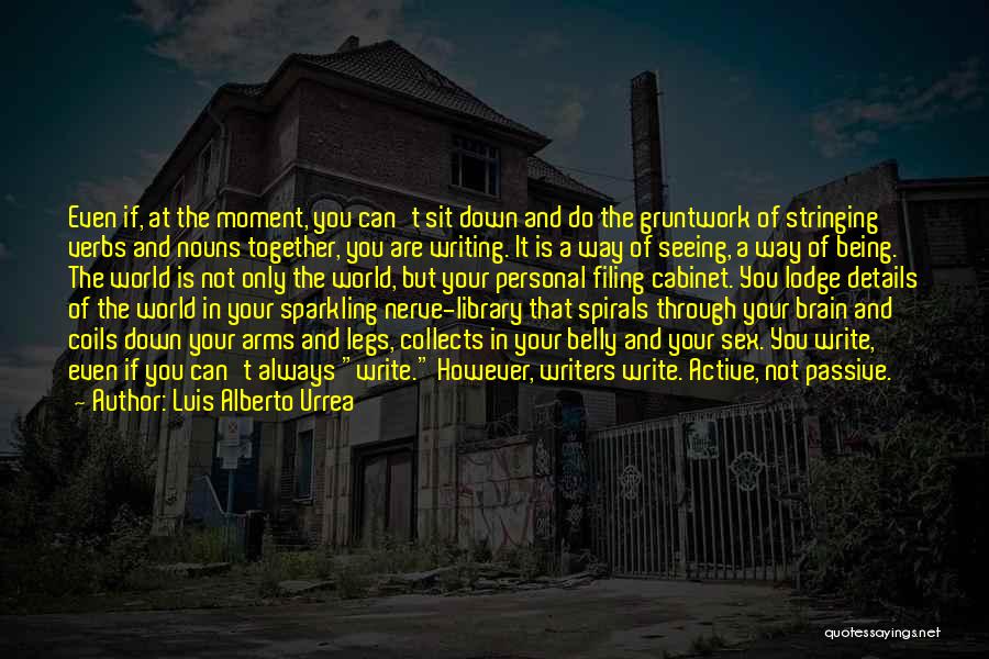 Luis Alberto Urrea Quotes: Even If, At The Moment, You Can't Sit Down And Do The Gruntwork Of Stringing Verbs And Nouns Together, You