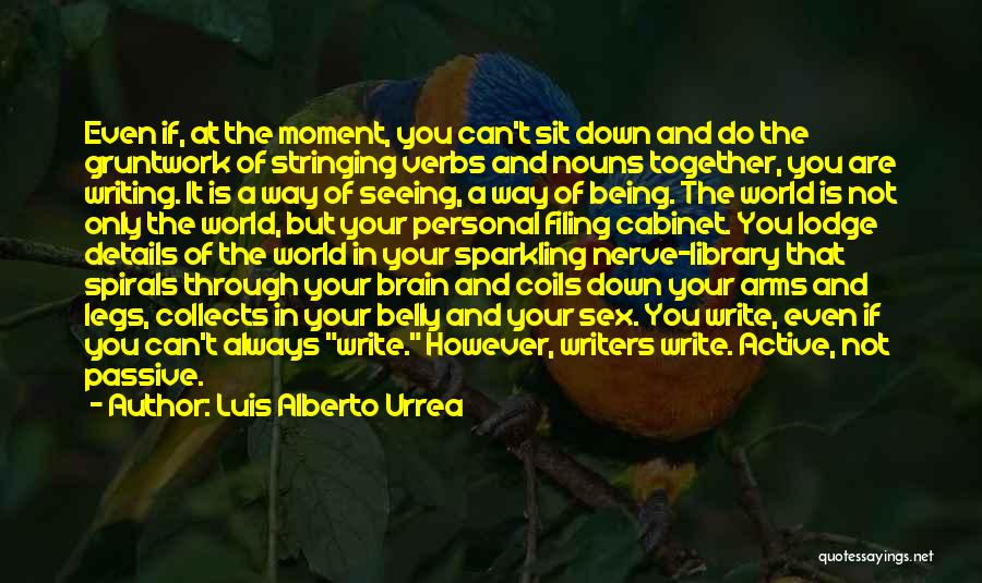 Luis Alberto Urrea Quotes: Even If, At The Moment, You Can't Sit Down And Do The Gruntwork Of Stringing Verbs And Nouns Together, You