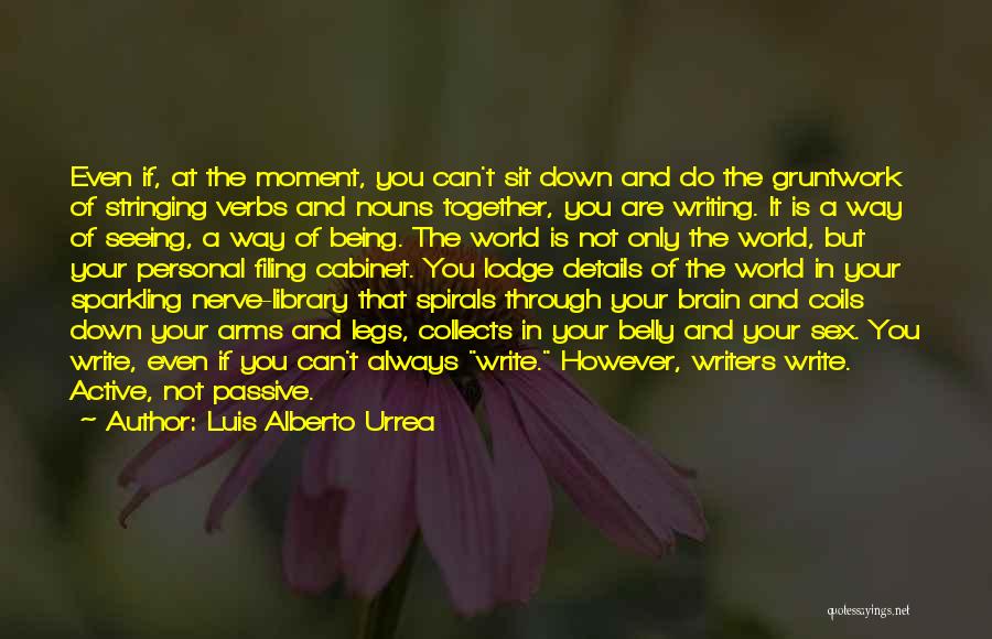 Luis Alberto Urrea Quotes: Even If, At The Moment, You Can't Sit Down And Do The Gruntwork Of Stringing Verbs And Nouns Together, You