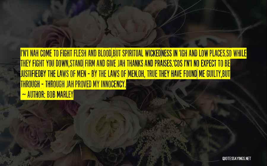 Bob Marley Quotes: I'n'i Nah Come To Fight Flesh And Blood,but Spiritual Wickedness In 'igh And Low Places.so While They Fight You Down,stand