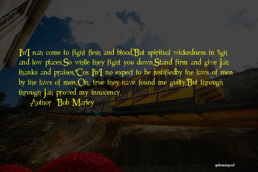 Bob Marley Quotes: I'n'i Nah Come To Fight Flesh And Blood,but Spiritual Wickedness In 'igh And Low Places.so While They Fight You Down,stand