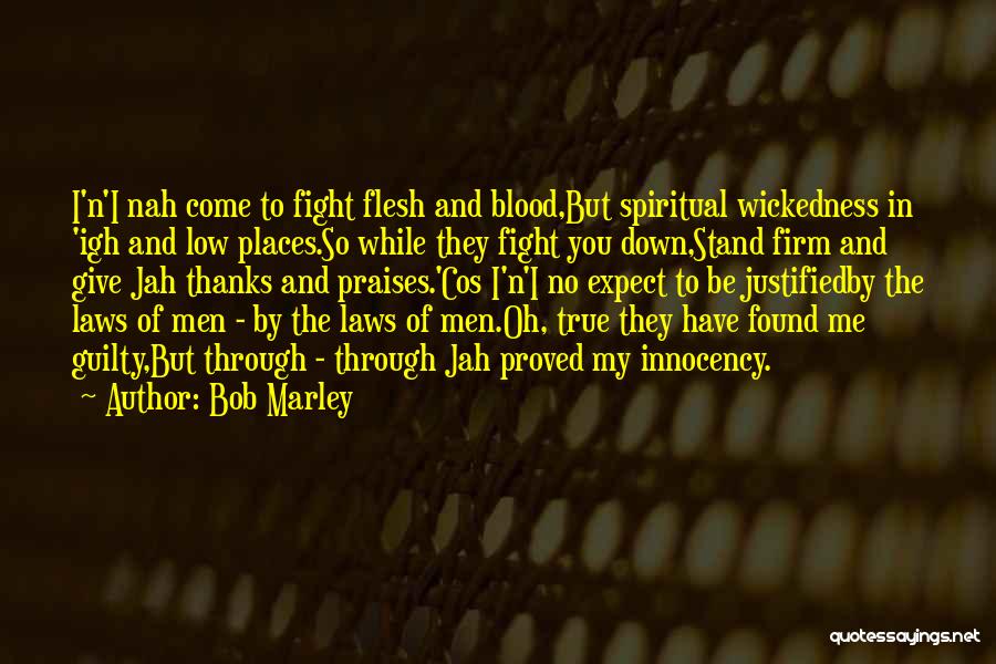 Bob Marley Quotes: I'n'i Nah Come To Fight Flesh And Blood,but Spiritual Wickedness In 'igh And Low Places.so While They Fight You Down,stand