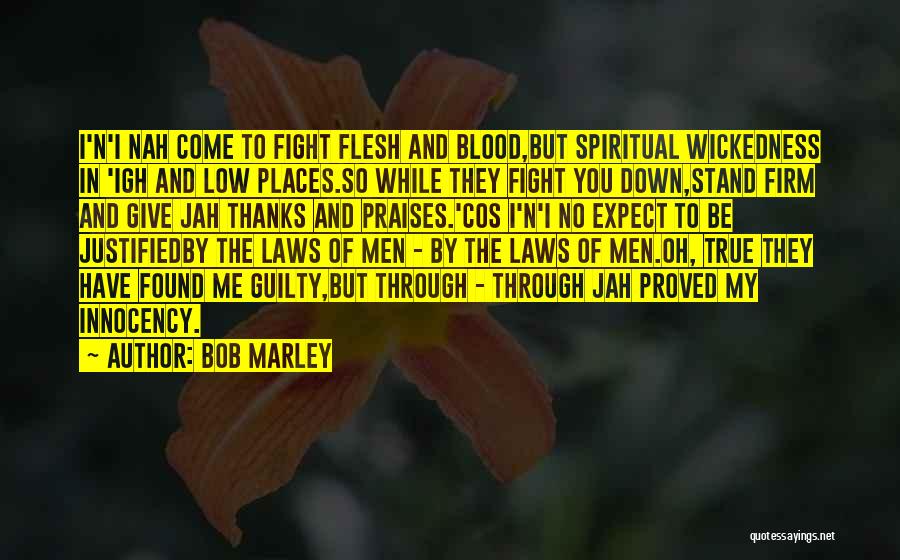 Bob Marley Quotes: I'n'i Nah Come To Fight Flesh And Blood,but Spiritual Wickedness In 'igh And Low Places.so While They Fight You Down,stand