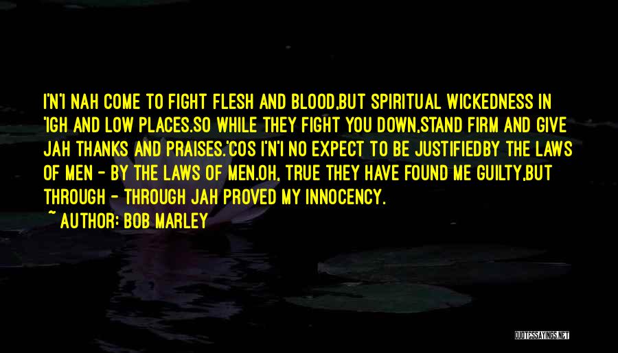 Bob Marley Quotes: I'n'i Nah Come To Fight Flesh And Blood,but Spiritual Wickedness In 'igh And Low Places.so While They Fight You Down,stand