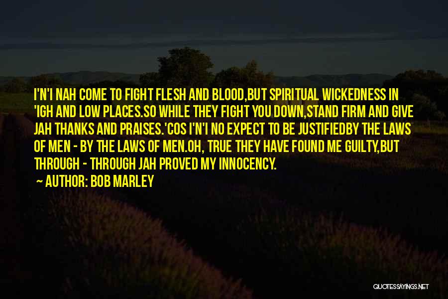 Bob Marley Quotes: I'n'i Nah Come To Fight Flesh And Blood,but Spiritual Wickedness In 'igh And Low Places.so While They Fight You Down,stand