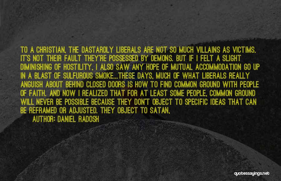 Daniel Radosh Quotes: To A Christian, The Dastardly Liberals Are Not So Much Villains As Victims. It's Not Their Fault They're Possessed By