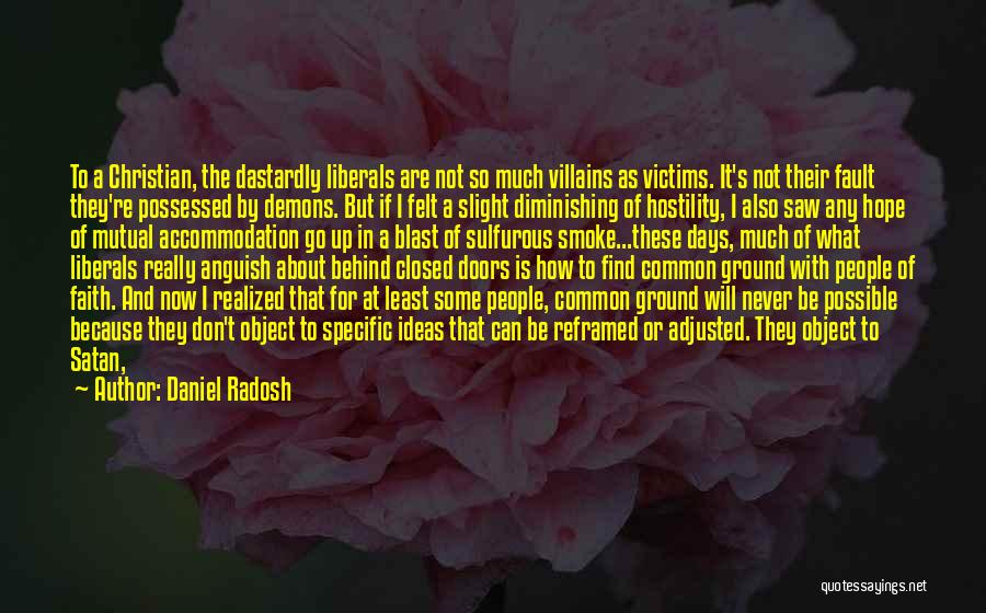 Daniel Radosh Quotes: To A Christian, The Dastardly Liberals Are Not So Much Villains As Victims. It's Not Their Fault They're Possessed By