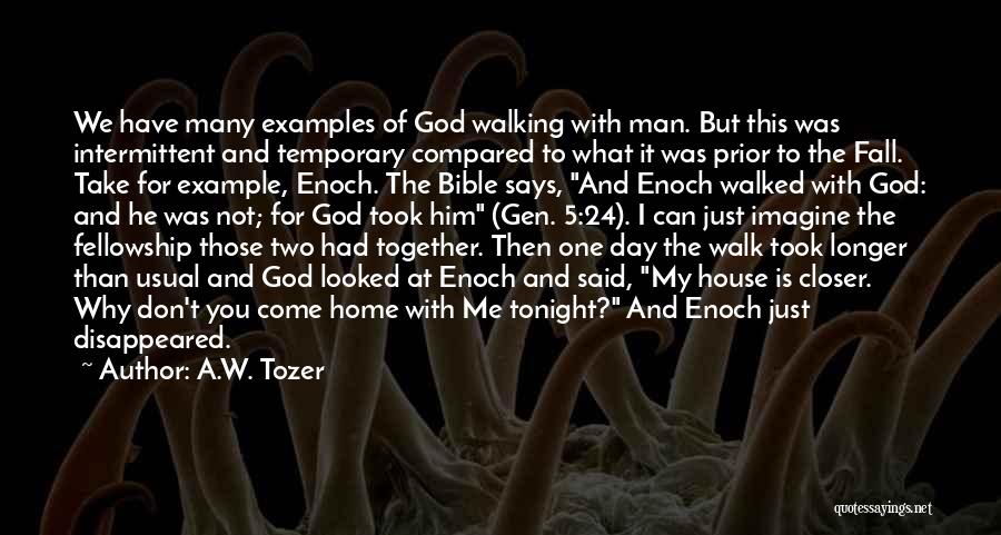 A.W. Tozer Quotes: We Have Many Examples Of God Walking With Man. But This Was Intermittent And Temporary Compared To What It Was